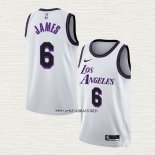 LeBron James NO 6 Camiseta Los Angeles Lakers Ciudad 2022-23 Blanco