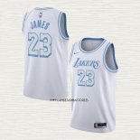 Lebron James NO 23 Camiseta Los Angeles Lakers Ciudad 2020-21 Blanco