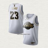 Lebron James NO 23 Camiseta Los Angeles Lakers Golden Edition Blanco