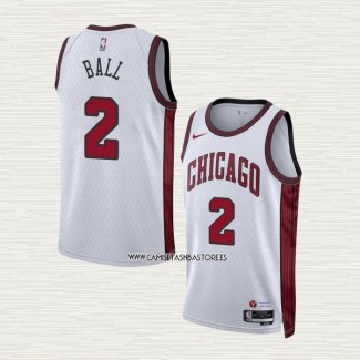 Lonzo Ball NO 2 Camiseta Chicago Bulls Ciudad 2022-23 Blanco