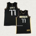 Luka Doncic NO 77 Camiseta Dallas Mavericks Golden Edition 2020-21 Negro