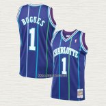 Muggsy Bogues NO 1 Camiseta Charlotte Hornets Mitchell & Ness 1994-95 Violeta