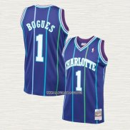 Muggsy Bogues NO 1 Camiseta Charlotte Hornets Mitchell & Ness 1994-95 Violeta