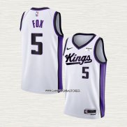 NO 5 Camiseta Sacramento Kings Association 2023-24 Blanco De'Aaron Fox