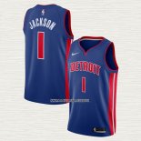 Reggie Jackson NO 1 Camiseta Detroit Pistons Icon Azul