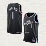 Reggie Jackson NO 1 Camiseta Los Angeles Clippers Ciudad 2022-23 Negro