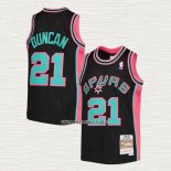 Tim Duncan NO 21 Camiseta San Antonio Spurs Mitchell & Ness 1998-99 Rosa Negro