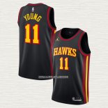 Trae Young NO 11 Camiseta Atlanta Hawks Statement 2020-21 Negro