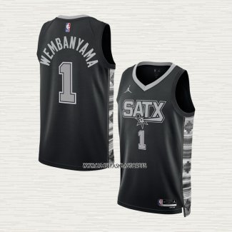 Victor Wembanyama NO 1 Camiseta San Antonio Spurs Statement 2022-23 Negro