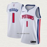 Allen Iverson NO 1 Camiseta Detroit Pistons Association Blanco