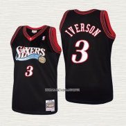 Allen Iverson NO 3 Camiseta Nino Philadelphia 76ers Mitchell & Ness 1997-98 Negro