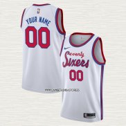 Camiseta Philadelphia 76ers Personalizada Hardwood Classic Blanco