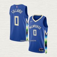 Damian Lillard NO 0 Camiseta Milwaukee Bucks Ciudad 2022-23 Azul