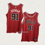 Dennis Rodman NO 91 Camiseta Chicago Bulls Icon Autentico Rojo