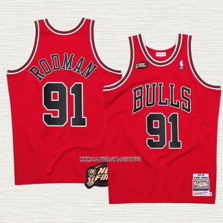 Dennis Rodman NO 91 Camiseta Chicago Bulls Mitchell & Ness 1997-98 NBA Finals Rojo