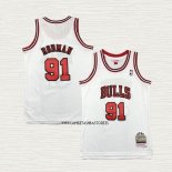 Dennis Rodman NO 91 Camiseta Nino Chicago Bulls Mitchell & Ness 1997-98 Blanco