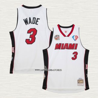 Dwyane Wade NO 3 Camiseta Miami Heat Mitchell & Ness 2003-19 Blanco