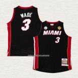 Dwyane Wade NO 3 Camiseta Miami Heat Mitchell & Ness Autentico 2012-13 Negro