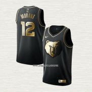 Ja Morant NO 12 Camiseta Memphis Grizzlies Golden Edition Negro