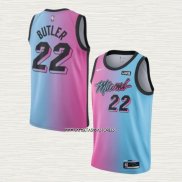 Jimmy Butler NO 22 Camiseta Miami Heat Ciudad 2020-21 Azul Rosa