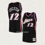 John Stockton NO 12 Camiseta Utah Jazz Hardwood Classics 1998-99 Negro