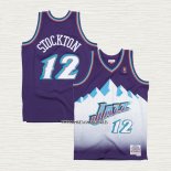 John Stockton NO 12 Camiseta Utah Jazz Hardwood Classics Throwback 1996-97 Violeta