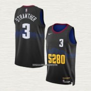 Julian Strawther NO 3 Camiseta Denver Nuggets Ciudad 2023-24 Negro