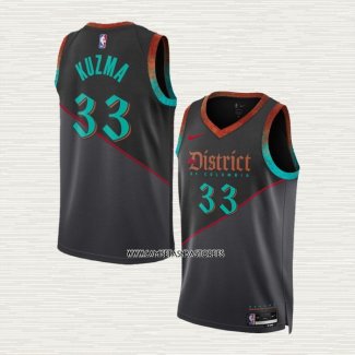 Kyle Kuzma NO 33 Camiseta Washington Wizards Ciudad 2023-24 Negro