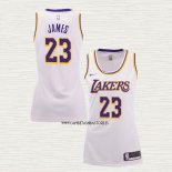 Lebron James NO 23 Camiseta Mujer Los Angeles Lakers Blanco