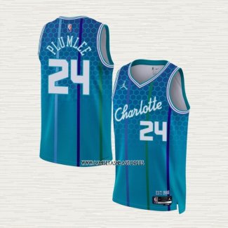 Mason Plumlee NO 24 Camiseta Charlotte Hornets Ciudad 2021-22 Azul
