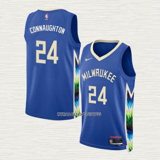 Pat Connaughton NO 24 Camiseta Milwaukee Bucks Ciudad 2022-23 Azul
