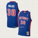 Rasheed Wallace NO 30 Camiseta Detroit Pistons Mitchell & Ness 2003-04 Azul