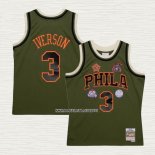 Allen Iverson NO 3 Camiseta Mitchell & Ness 1996-97 Verde Philadelphia 76Ers