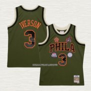 Allen Iverson NO 3 Camiseta Mitchell & Ness 1996-97 Verde Philadelphia 76ers