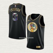 Allen Iverson NO 3 Camiseta Philadelphia 76ers Golden Edition 2021-22 Negro