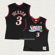 Allen Iverson NO 3 Camiseta Philadelphia 76ers Hardwood Classics Throwback Negro