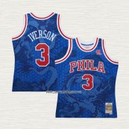 Allen Iverson NO 3 Camiseta Philadelphia 76ers Throwback Asian Heritage 1996-97 Azul