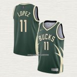 Brook Lopez NO 11 Camiseta Milwaukee Bucks Earned 2020-21 Verde