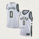 Damian Lillard NO 0 Camiseta Milwaukee Bucks Association 2022-23 Blanco