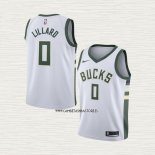 Damian Lillard NO 0 Camiseta Nino Milwaukee Bucks Association 2022-23 Blanco