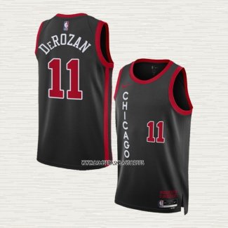 Demar Derozan NO 11 Camiseta Chicago Bulls Ciudad 2023-24 Negro