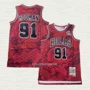 Dennis Rodman NO 91 Camiseta Chicago Bulls Throwback Asian Heritage 1997-98 Rojo