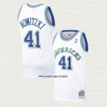 Dirk Nowitzki NO 41 Camiseta Dallas Mavericks Mitchell & Ness 1998-99 Blanco