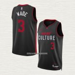 Dwyane Wade NO 3 Camiseta Miami Heat Ciudad 2023-24 Negro