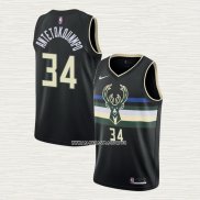 Giannis Antetokounmpo NO 34 Camiseta Milwaukee Bucks Statement 2019-20 Negro