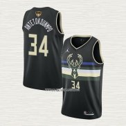 Giannis Antetokounmpo NO 34 Camiseta Milwaukee Bucks Statement 2021 Finals Negro