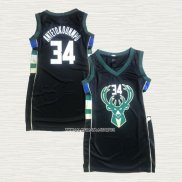 Giannis Antetokounmpo NO 34 Camiseta Mujer Milwaukee Bucks Icon Negro