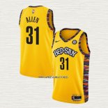 Jarrett Allen NO 31 Camiseta Brooklyn Nets Ciudad 2020-21 Amarillo
