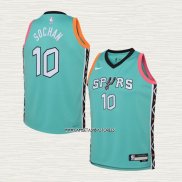 Jeremy Sochan NO 10 Camiseta Nino San Antonio Spurs Ciudad 2022-23 Verde