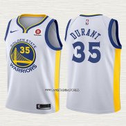 Kevin Durant NO 35 Camiseta Nino Golden State Warriors 2017-18 Blanco